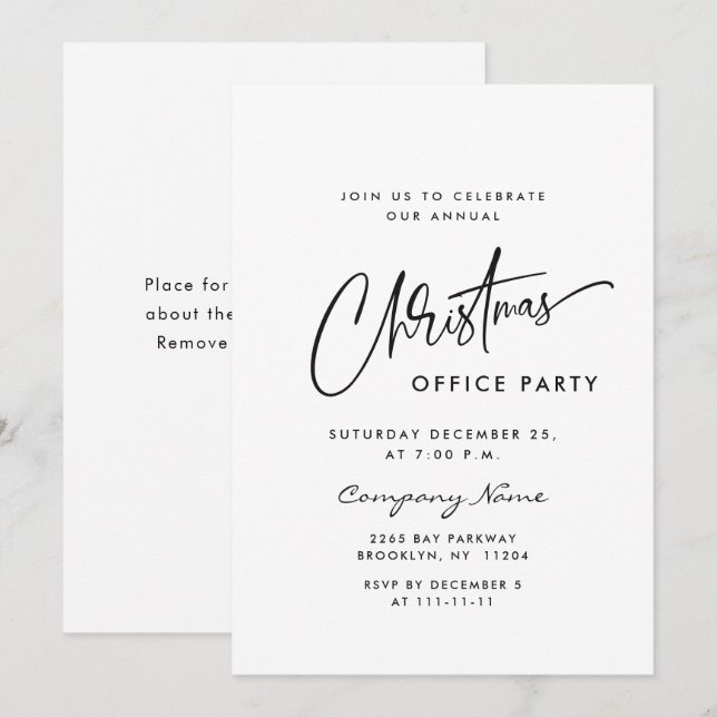 Invitation Soirée de Noël minimaliste élégante (Devant / Derrière)