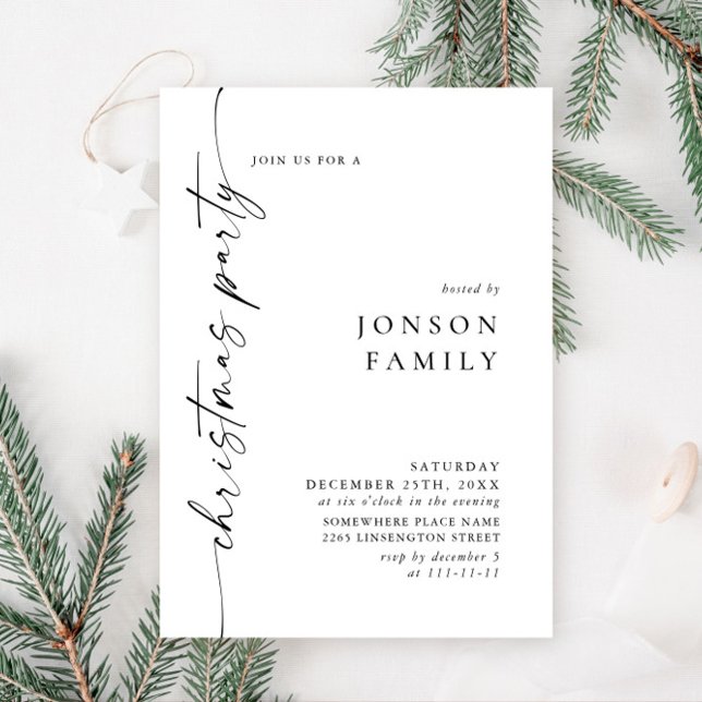 Invitation Soirée de Noël minimaliste élégante (Créateur téléchargé)