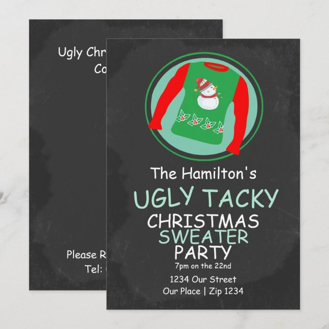 Invitation Soirée de Noël moche (Devant / Derrière)