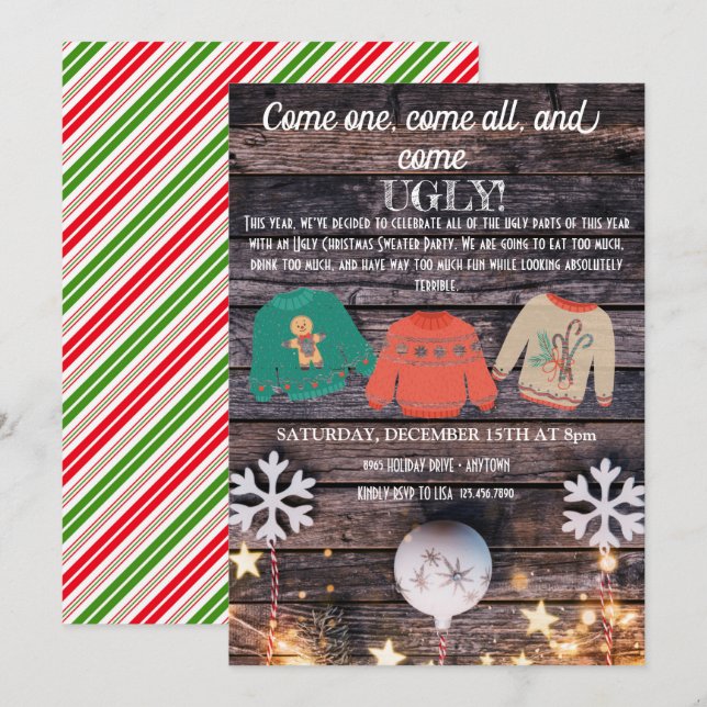 Invitation Soirée de Noël moche (Devant / Derrière)