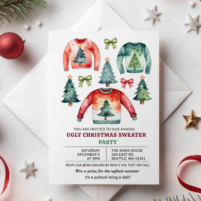 Invitation Soirée de Noël moche (Ugly Christmas Sweater Party Invitation)