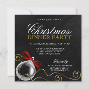 Invitation Soirée de Noël Ornement Red Bow