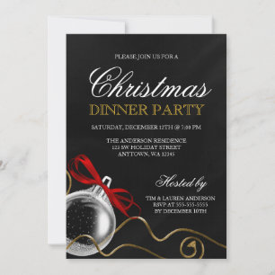 Invitation Soirée de Noël Ornement Red Bow