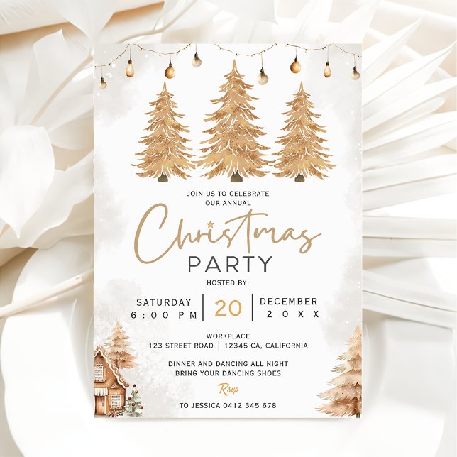 Invitation Soirée de Noël Parties scintillant d'or élégante (Créateur téléchargé)