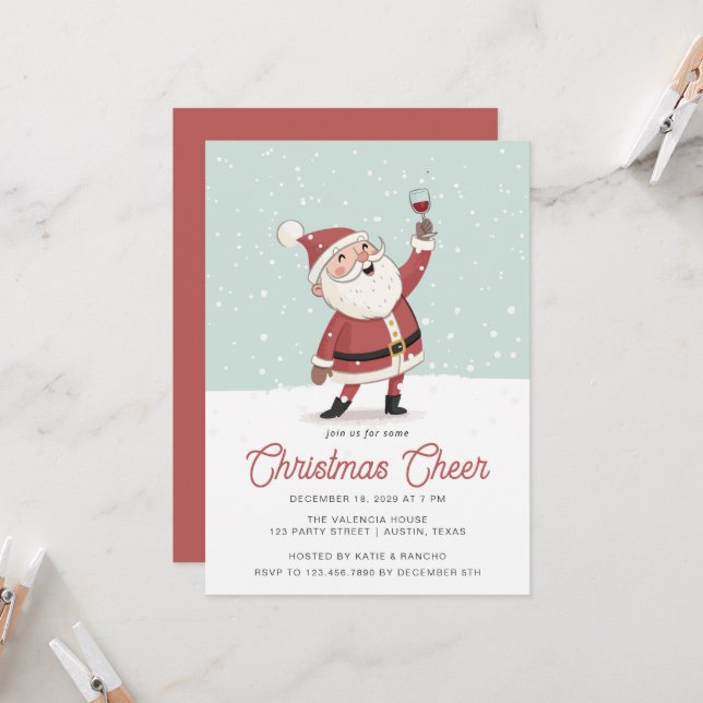 Invitation Soirée de Noël père Noël (Devant/Arrière en situation)