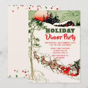 Invitation Soirée de Noël Père Noël Reindeer