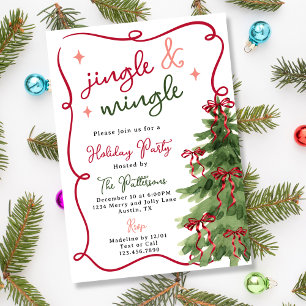 Invitation Soirée de Noël Retro Fun Jingle & Mingle