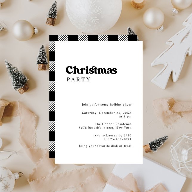 Invitation Soirée de Noël rétro minimaliste (Créateur téléchargé)