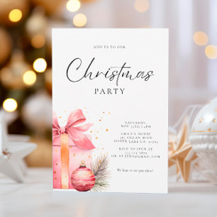 Invitation Soirée de Noël rose