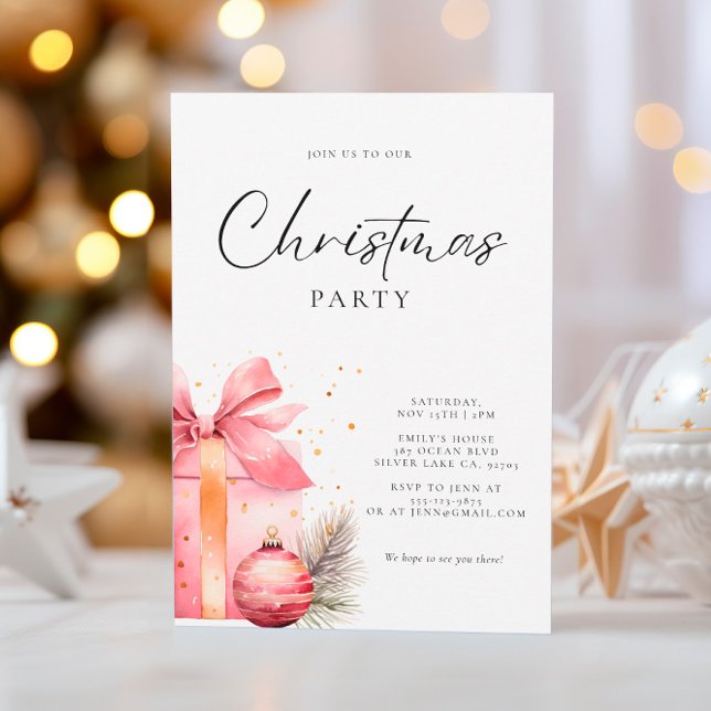 Invitation Soirée de Noël rose (Créateur téléchargé)