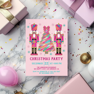 Invitation Soirée de Noël rose   Parties scintillant