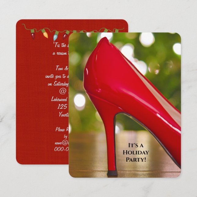 Invitation Soirée de Noël rouge (Devant / Derrière)