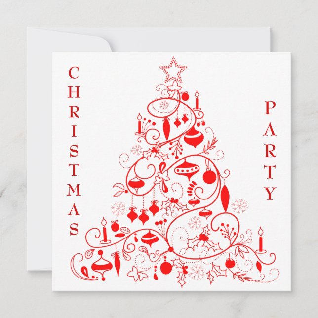 Invitation Soirée de Noël rouge et blanc (Devant)