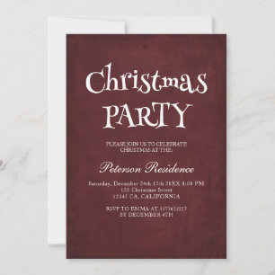 Invitation Soirée de Noël rouge minimaliste