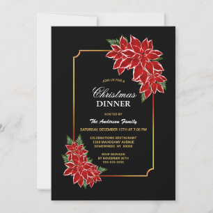 Invitation Soirée de Noël Rouge Poinsettia