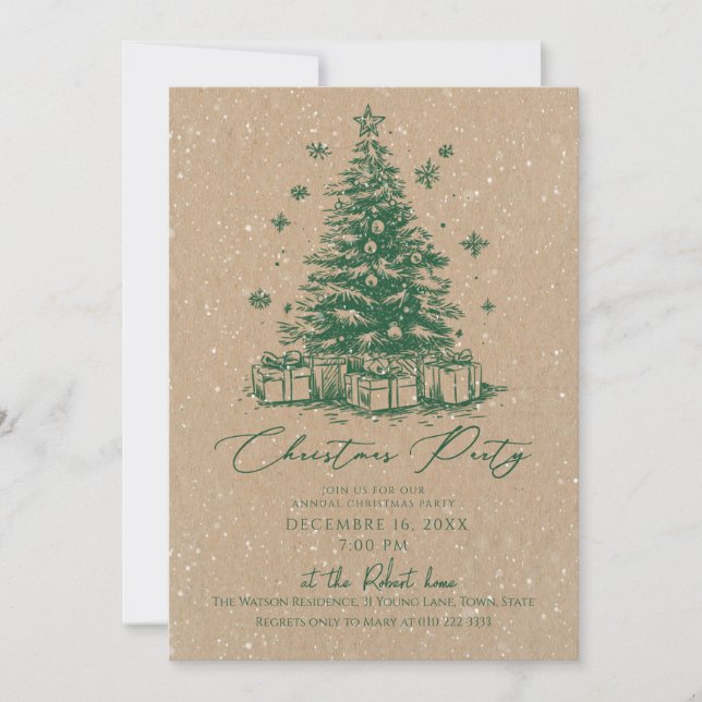 Invitation Soirée de Noël rustique (Devant)