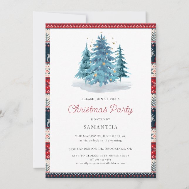 Invitation Soirée de Noël rustique (Devant)