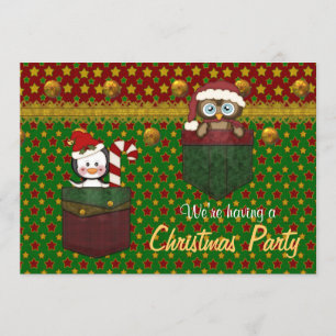 Invitation Soirée de Noël rustique Penguin et Owl - Groupon