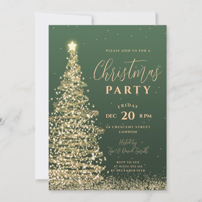Invitation Soirée de Noël Soirée verte Vacances (Devant)