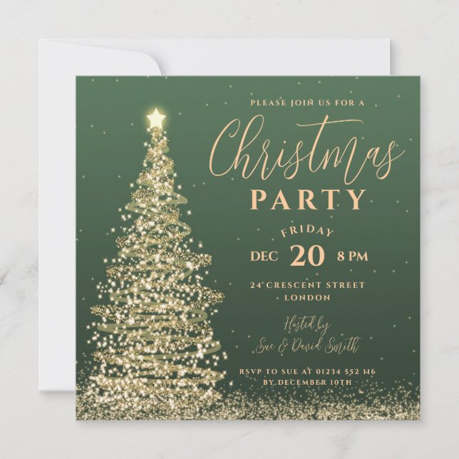 Invitation Soirée de Noël Soirée verte Vacances d'hiver (Devant)