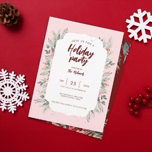 Invitation Soirée de Noël sur le thème du feuillage botanique