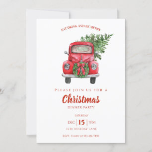 Invitation Soirée de Noël Vintage Truck Rouge