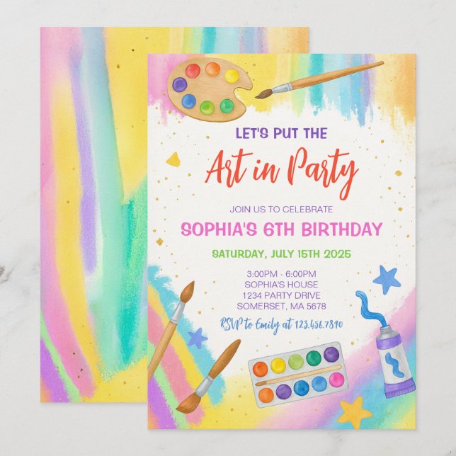 Invitation Soirée de peinture Art Party (Devant / Derrière)