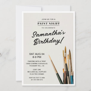 Invitation Soirée de peinture fête d'anniversaire