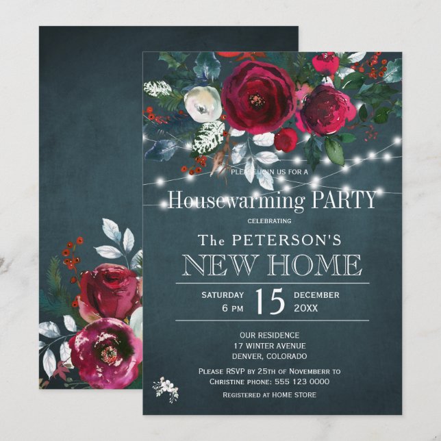 Invitation Soirée de réchauffage de Noël rustique (Devant / Derrière)