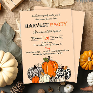 Invitation Soirée de récolte Citrouille d'automne Dîner de gr