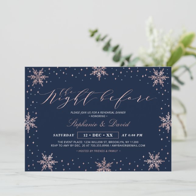 Invitation Soirée de répétition de neige de la Marine d'or ro (Debout devant)