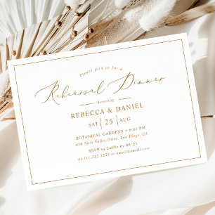 Invitation Soirée de répétition Mariage Elégant Gold Calligra