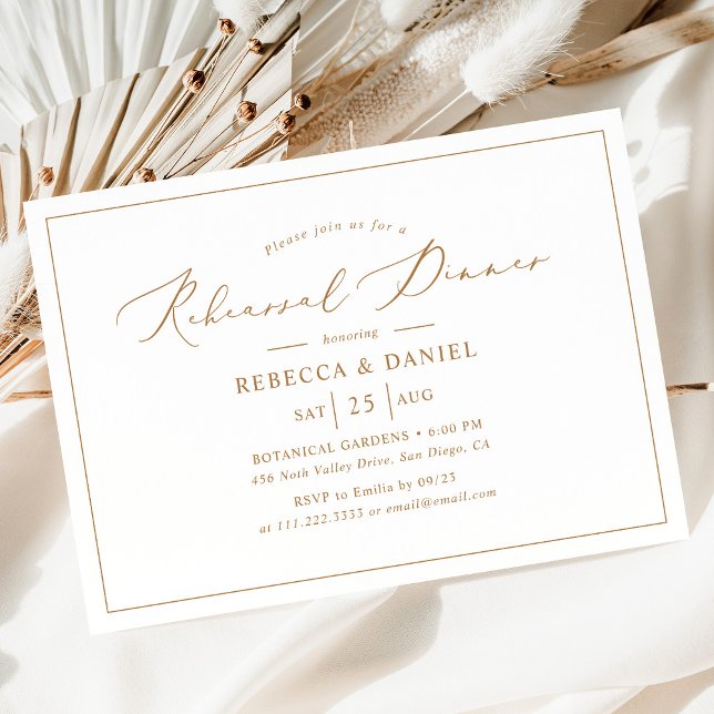 Invitation Soirée de répétition Mariage Elégant Gold Calligra (Créateur téléchargé)
