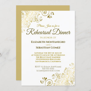 Invitation Soirée de répétition Mariage Gold Ornate