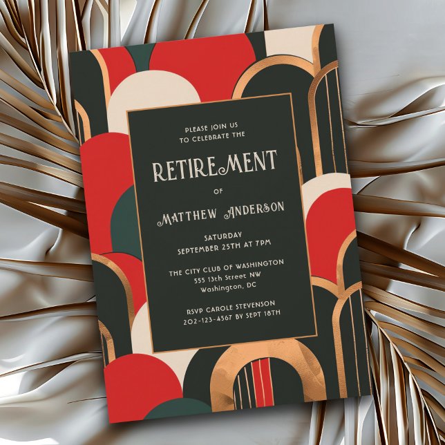 Invitation Soirée de retraite Art déco ou dîner (Available in both printed and instant download digital formats.)