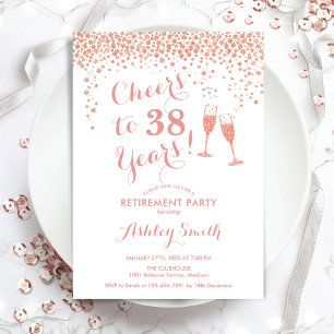 Invitation Soirée de retraite - Rose blanche or