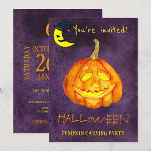 Invitation Soirée de sculpture citrouille à la mode d'Hallowe