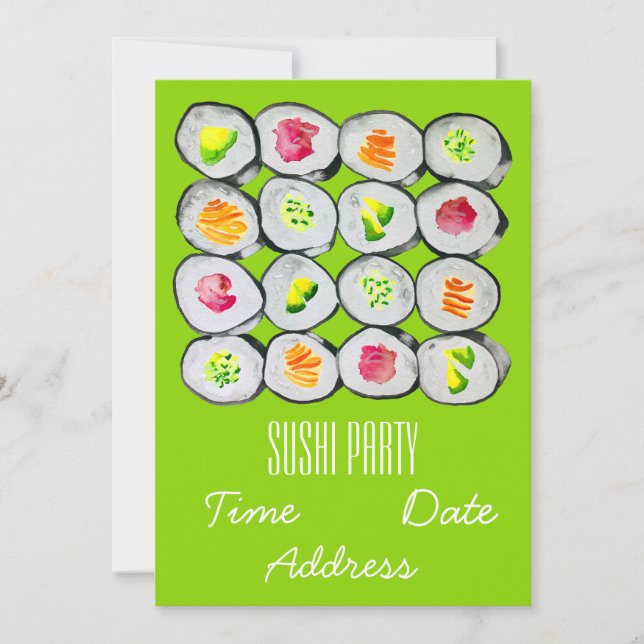 Invitation Soirée de sushi Soirée japonaise moderne Invitati (Devant)