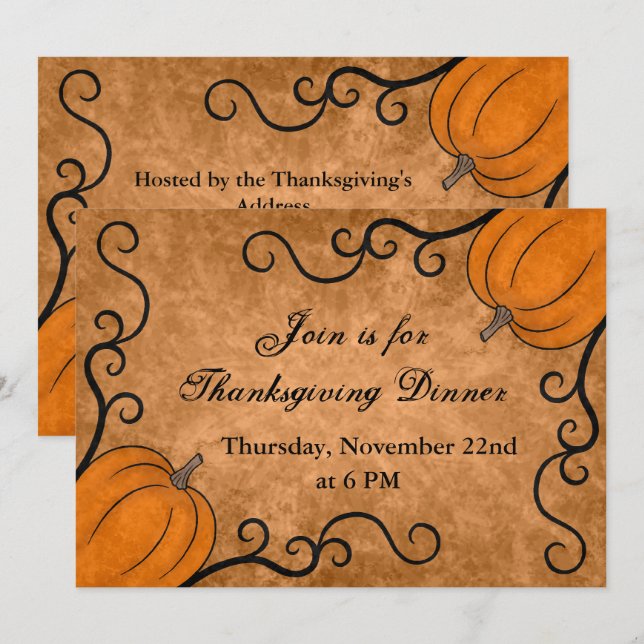 Invitation Soirée de Thanksgiving (Devant / Derrière)