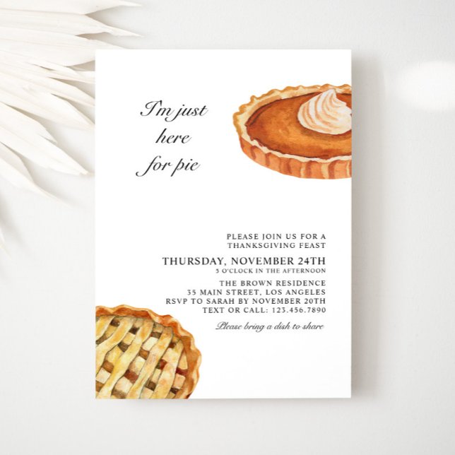 Invitation Soirée de Thanksgiving citrouille et Apple Pie Pie (Créateur téléchargé)