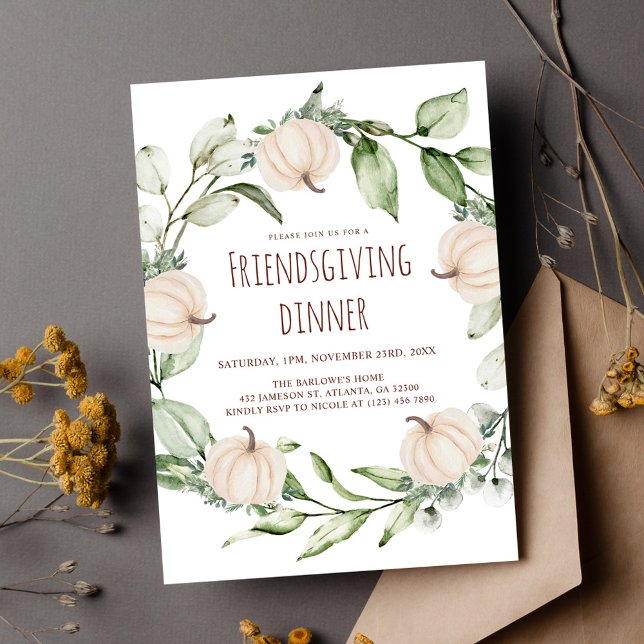 Invitation Soirée de Thanksgiving Elégante Fête d'Action d'Am ( Elegant Thanksgiving Dinner Friendsgiving Feast Invitation)