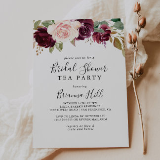 Invitation Soirée de thé à la Fête des mariées végétale rusti