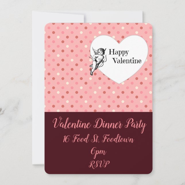 Invitation Soirée de Valentine rose cuppé (Devant)