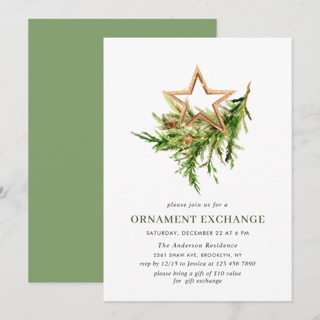 Invitation Soirée d'échange d'ornement de Noël de Bohême (Devant / Derrière)