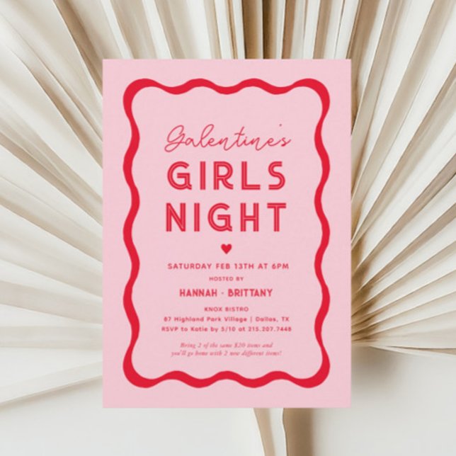 Invitation Soirée des filles de la Saint-Galentin rose (Créateur téléchargé)