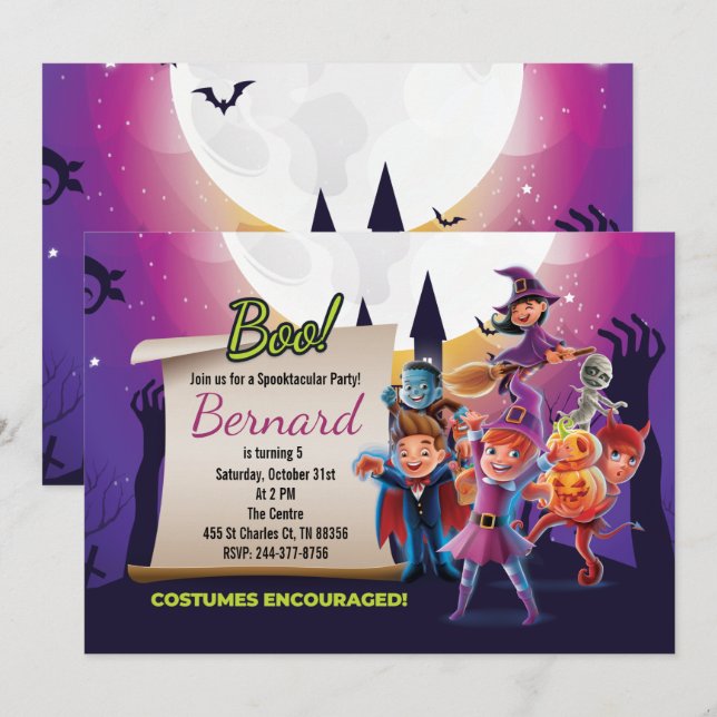 Invitation Soirée d'Halloween (Devant / Derrière)