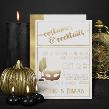 Soirée d'Halloween Adulte Elégante Or Blanc Modern
