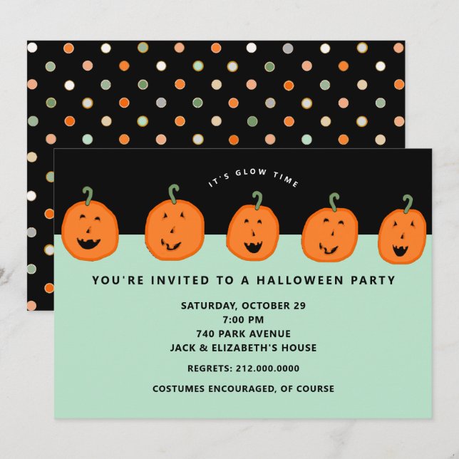 Invitation Soirée d'Halloween Citrouille (Devant / Derrière)
