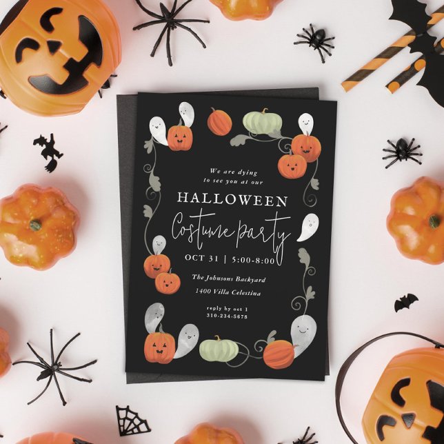 Invitation Soirée d'Halloween Citrouille et fantômes (Créateur téléchargé)