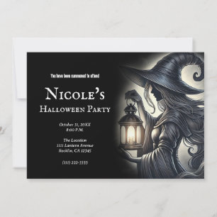 Invitation Soirée d'Halloween de la Sorcière Lanterne 